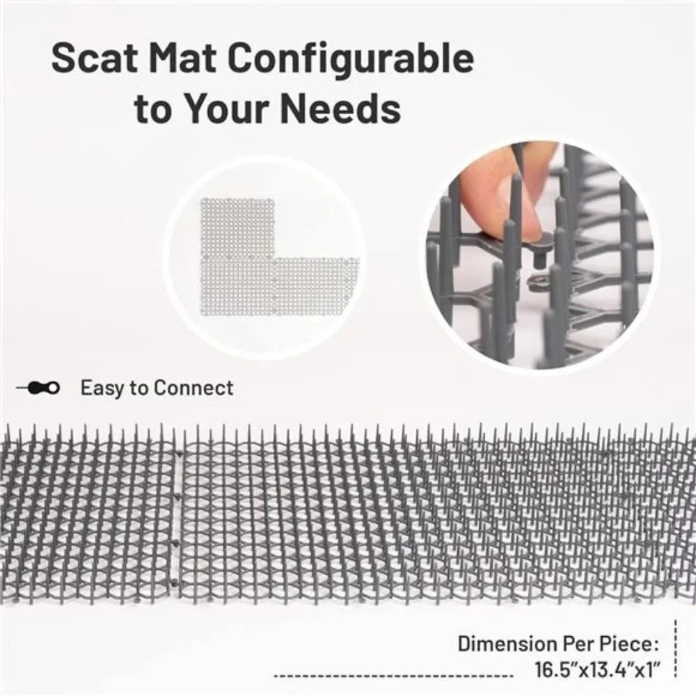 Cat Deterrent Scat Mat for Cats-Cat Spike Mat (Set of 10, Grey) 16.5 x 13.4 Inch